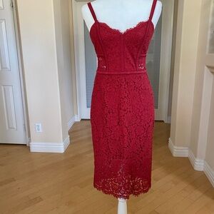 Express Vibrant Red Lace Dress